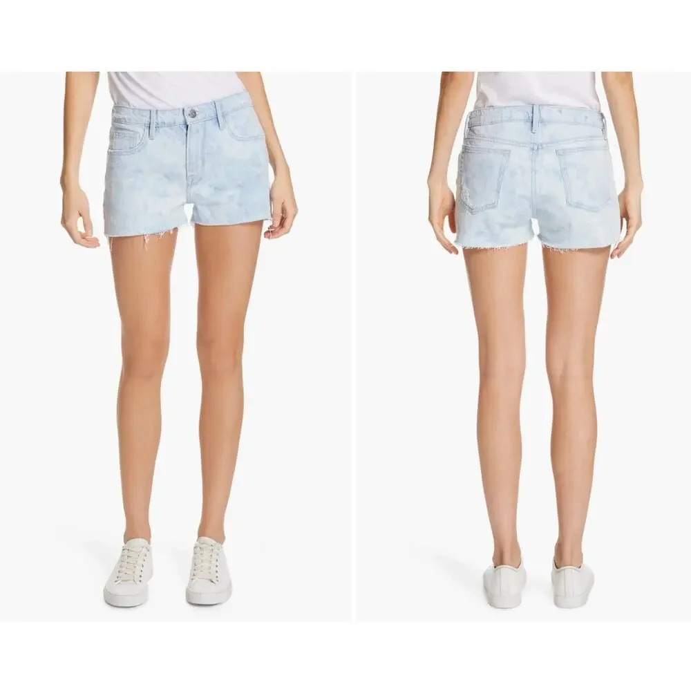 FRAME Le Grand Garcon High Waist Cutoff Denim Shorts In Cloud Wash Size 29